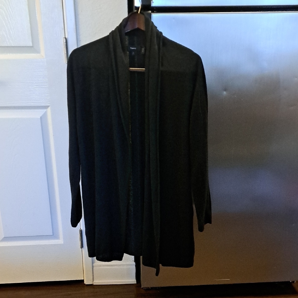 Theory New Harbor Black Open Front Cardigan